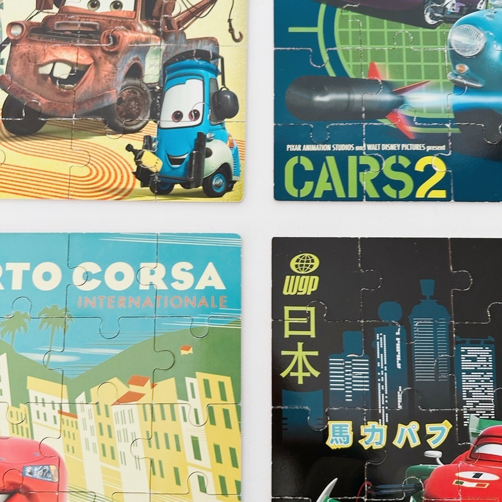 Disney Cars 2 Wood Puzzle Lot of 4 in storage box - Picture 6 of 12